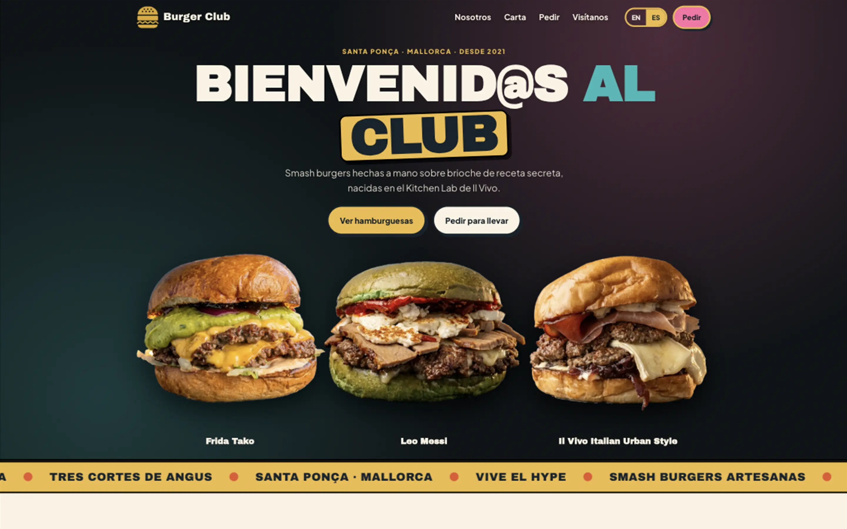 Burger Club website preview
