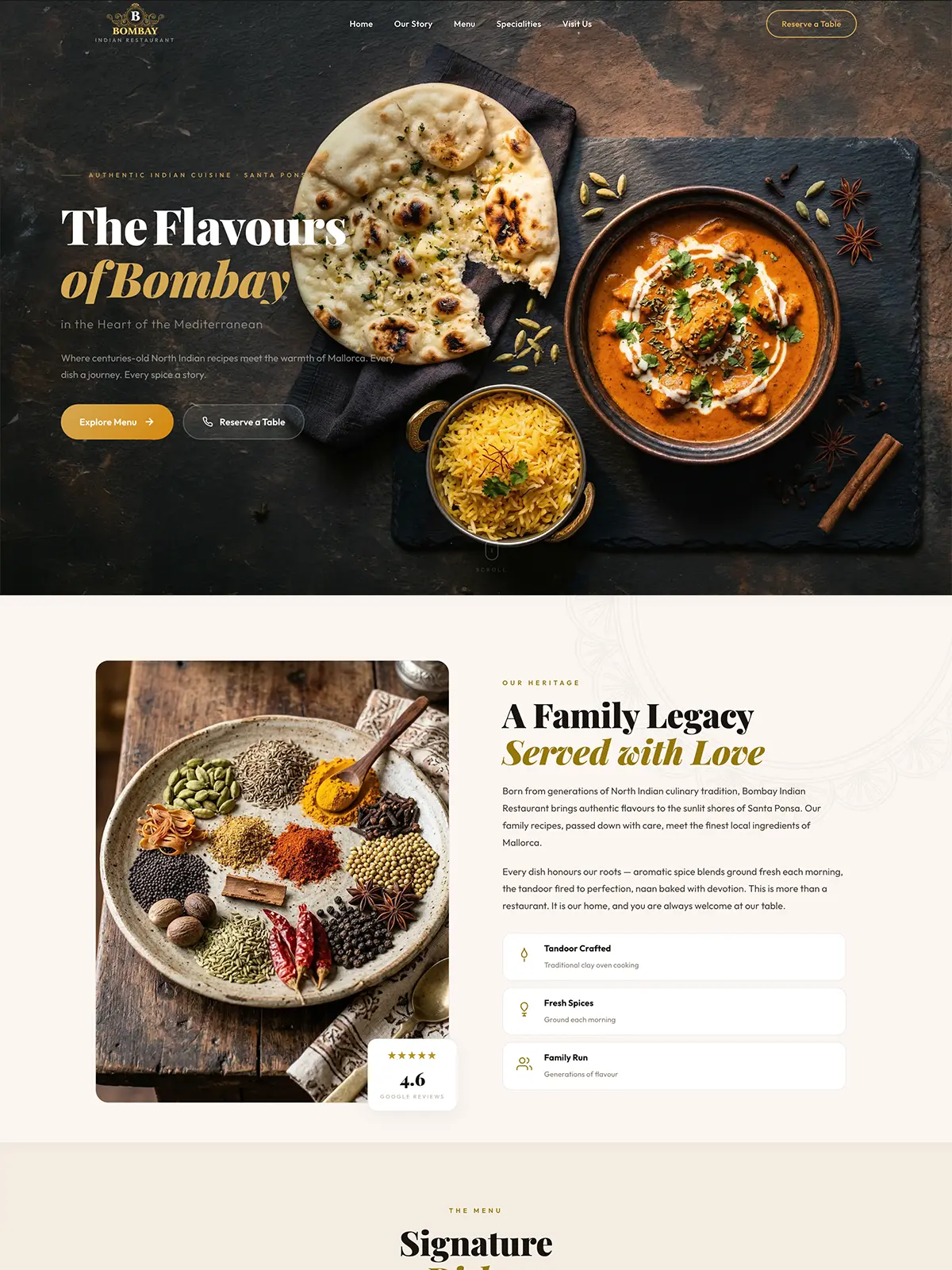 Bombay Indian Restaurant website